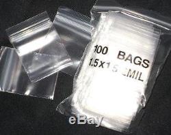 1.5 x 1.5 Grip Seal Bags Self Resealable Mini Grip Poly Plastic Clear Bags