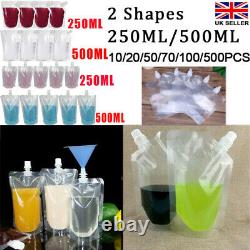 10-700X Plastic Stand-up Drink Bags Spout Pouch For Liquid Juice Milk UK STOCK
