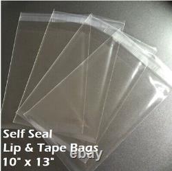 10 x 13 Clear Recloseable Self Seal Adhesive Lip & Tape Plastic Cello Bags