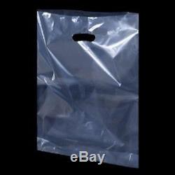 100 Clear Small 8 x 12 Inch Plastic Handle Polythene Airport Carrier Bags 200g