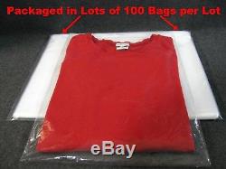 100 LOT 12x15 CLEAR POLY PLASTIC BAGS WITH 2 BACK FLAP T- SHIRT / DRESS SHIRT