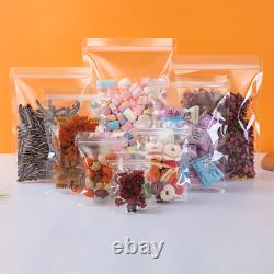 100 Pcs Clear Grip Lock Plastic Resealable Self Seal Polythene Bags All Sizes