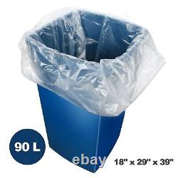 100 X Clear Refuse Sacks 140G Large Bin Liners Rubbish Waste Recycling Bags 90L