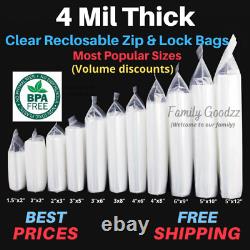 1000 Clear 4-Mil THICK Zip Resealable Parts Bag, Top Lock Plastic Bags