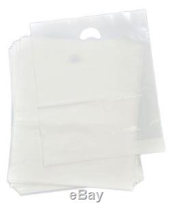 1000 Clear Heavy Duty Patch Handle Plastic Carrier Bags 15 x 18 x 3