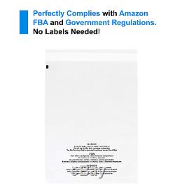 1000 Count 9 X 12 Self Seal 1.5 Mil Clear Plastic Poly Bags with Suffocation