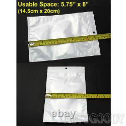 1000 Zip Zipper Lock Bags Clear Plastic White Back 6.25 x 9.5 Seal Reclosable