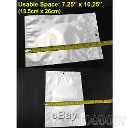 1000 Ziplock 7.75x11.75 Clear Plastic White Bags 7.75 x 11.75 Wholesale Lot