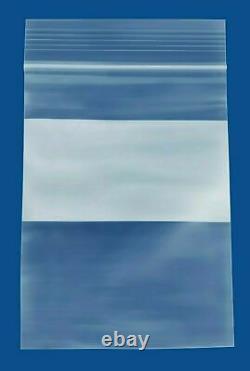 10000 Clear 4 Mil Reclosable Plastic Poly Bags Top Seal 3x4 with White Block