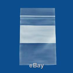 10000 Clear Zipper Seal Reclosable Plastic Bags with White Block 3 x 4 2 Mil