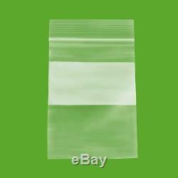 10000 Clear Zipper Seal Reclosable Plastic Bags with White Block 3 x 4 2 Mil