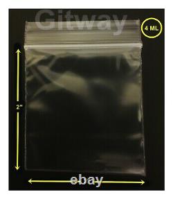 10000 Small 2x2 Reclosable Resealable Zip Top Lock Clear Plastic Bags FDA 4 MIL