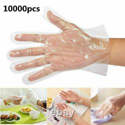 10000PCS Disposable Polythene Plastic Cleaning Catering Clear Gloves 100 Bags