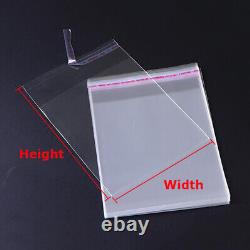 100PCS Clear Self Seal Adhesive OPP Bags Cellophane Resealable Plastic Gift Bags