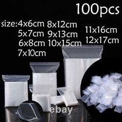 100Pcs GRIP SEAL BAGS Self Resealable Clear Polythene Poly Plastic Zipper Lock