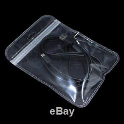 100X Clear Plastic Bag Zip Lock Data Line Charger Jewelry Packing with Hang Hole