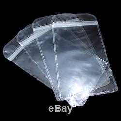 100X Clear Plastic Bag Zip Lock Data Line Charger Jewelry Packing with Hang Hole