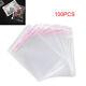 100x Clear Self-adhesive Seal Plastic Opp Bags Cellophane Storage Bag Resealable