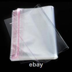 100X Clear Self-Adhesive Seal Plastic OPP Bags Cellophane Storage Bag Resealable