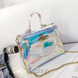 10X(Candy Female Fashion Jelly Transparent Tote Bag Plastic Shoulder Bag Bu 4H3)
