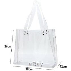 10X(Womens Clear Tote Bag For Stadium Work Plastic Pvc Purse Handbags W9M1)