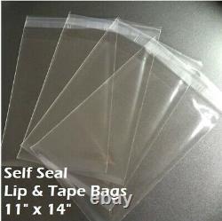 11 x 14 Clear Recloseable Self Seal Adhesive Lip & Tape Plastic Cello Bags