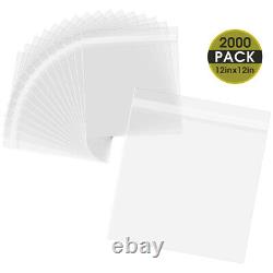 12 3/4 x 12 1/2 Clear Poly Self Adhesive Seal Cello Lip Tape Plastic Bags 4Mil