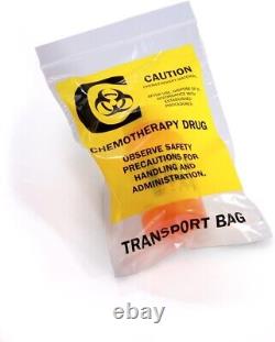 12 x 15 x 4 mil Clear Plastic Reclosable Chemotherapy Drug Transport Bags