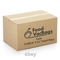 1200 QUART 8x12 FoodVacBags for FoodSaver Vacuum Sealer Bags Embossed CASE
