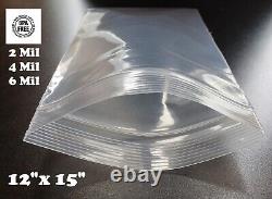 12x15 Zip Seal 2 Mil 4 Mil 6 Mil Thick Reclosable Top Lock Plastic Zipper Bags