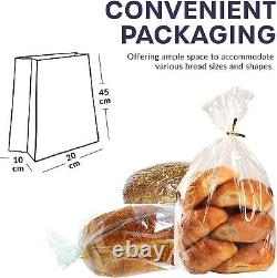 150 Clear Plastic Bread Bags with Twist Ties Reusable Loaf Storage, 45x20x10cm