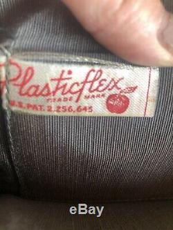 1940's Vintage Brown Tile PlasticFlex Clutch Purse Bag With Clear Lucite Handle