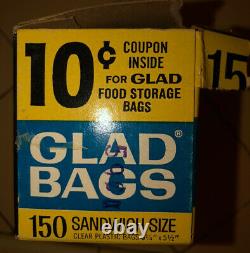 1960s Glad Bags Fold Lock-Top Sandwich Bags clear plastic many inside 6.25x5.5
