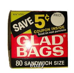 1960s Sealed 80 Glad Bags Fold Lock-Top Sandwich Bags clear plastic 6.25x5.5