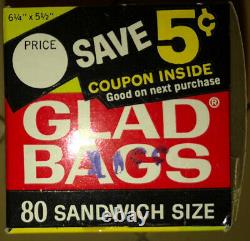 1960s Sealed 80 Glad Bags Fold Lock-Top Sandwich Bags clear plastic 6.25x5.5