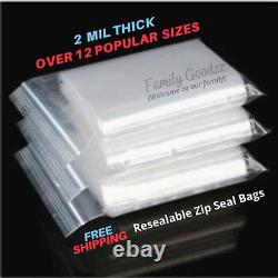 2 Mil Resealable Top Lock Seal Bags Reclosable Zip Seal Clear Plastic Parts Bag