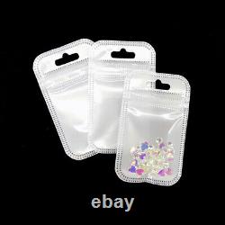 200 Clear and White Reclosable Plastic Poly Bags Zip Seal Hang Hole 2.36 MIL