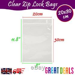 20x30 cm Grip Seal Zip Lock Self Press Resealable Clear Plastic Bags 1 100,000