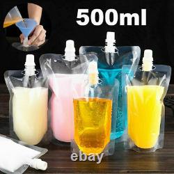 250/500ml Stand Up Reusable Leak Proof Plastic Drink Pouch Bag Booze Bottle UK