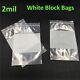 2mil White Block Top Lock Seal Bags Writable Reclosable Zip Plastic Parts Bag