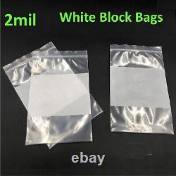 2Mil White Block Top Lock Seal Bags Writable Reclosable Zip Plastic Parts Bag
