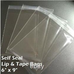 3000 6 x 9 Clear Recloseable Self Seal Adhesive Lip & Tape Plastic Cello Bag