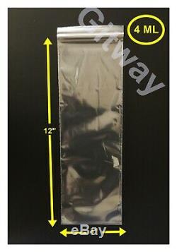 4 x 12 Set Reclosable Resealable Ziplock Zip Lock Plastic Bag 4x12 Bags 4 MiL