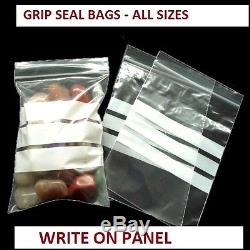 5 x 7.5 (12.7 x 19 cm) WRITE ON PANEL GRIP SEAL PLASTIC CLEAR BAGS ALL SIZES