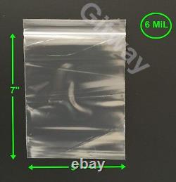 5 x 7 Heavy Duty 6 MIL Resealable Zip Top Lock 5x7 6 ML Clear Plastic Bags