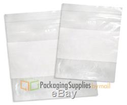 5000 Zipper Bags White Block Mini Grip Poly Plastic Clear 2 Mil 12 x 15