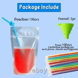 5X100Pcs 500Ml Drink Pouches Juice Beverage Bags Stand-Up Self-Sealing Candy