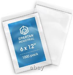 - 6 X 12 (1000 Count) 2 Mil Clear Reclosable Zip Plastic Poly Bags with Reseal