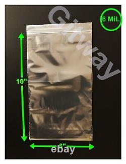 6 x 10 Heavy Duty 6 MIL Resealable Zip Top Lock 6x10 6 ML Clear Plastic Bags