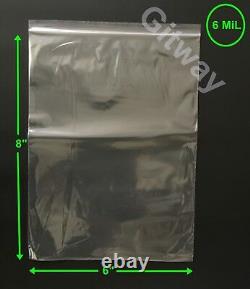 6 x 8 Heavy Duty 6 MIL Resealable Zip Top Lock 6x8 6 MiL Clear Plastic Bags